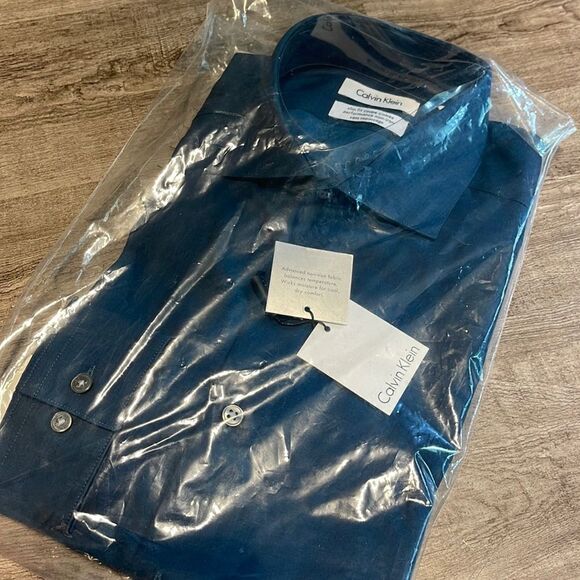 Calvin Klein Slim Fit Performance Dress Shirt-CYPRESS-15.5-34/35 - Picture 2 of 4